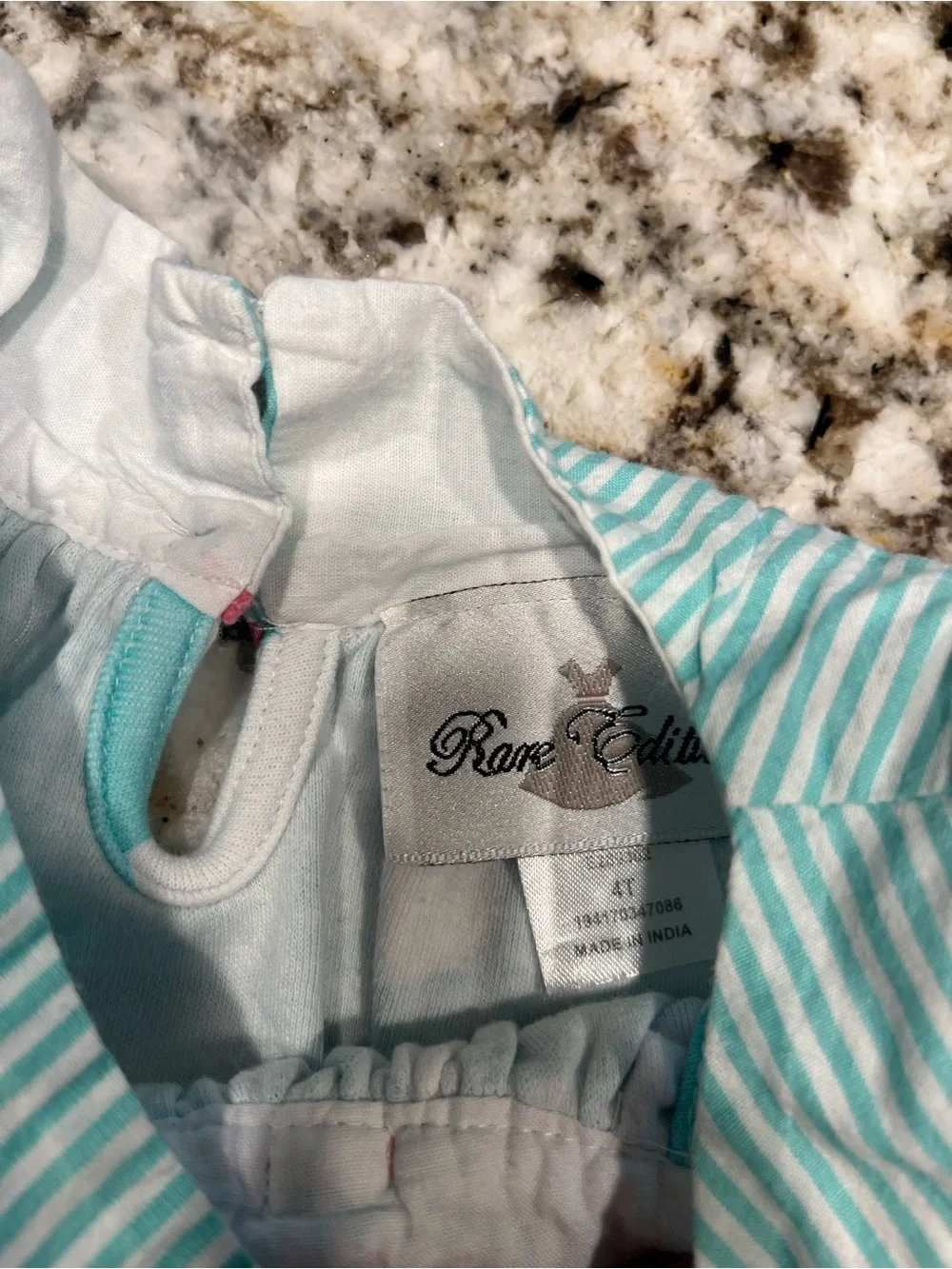 Rare Editions Turquoise Polka Dot Dress with Pink Bow Accent